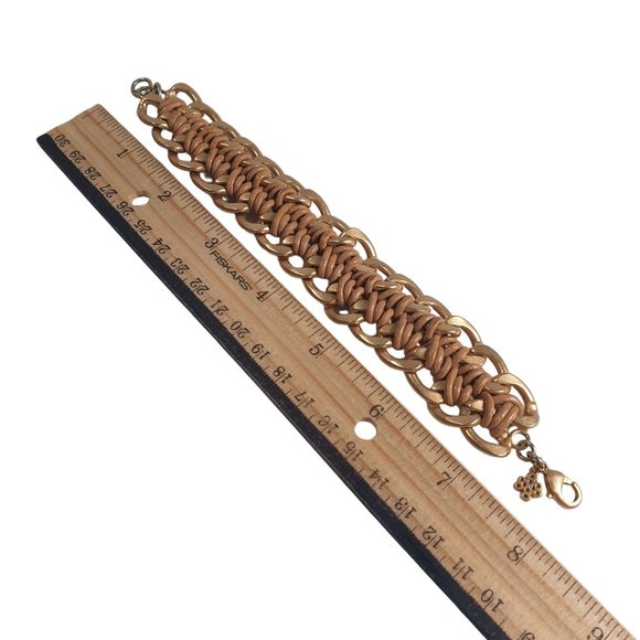 Chain Link Weave Vintage Women Bracelet Gold Tone Fashion Jewelry 8 Inch Heavier - Picture 2 of 5